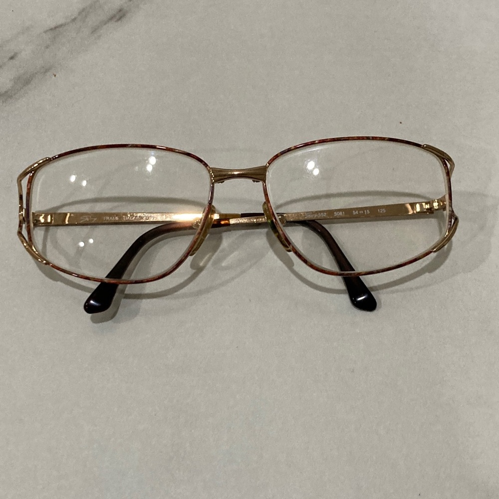 Women's Gold Metal Frame Glasses with Brown Accents